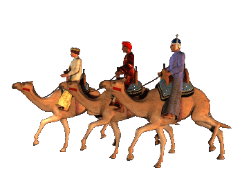 trzej królowie jadą na wielbłądach